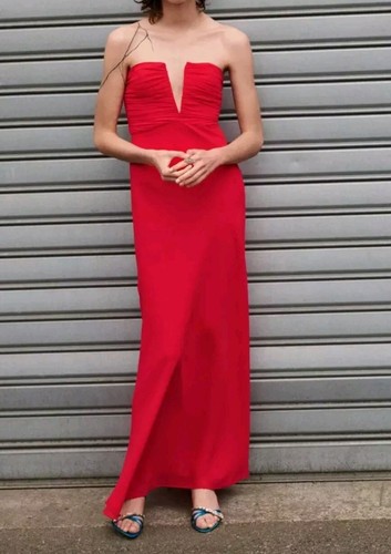Zara sexy red draped - sexy, strapless