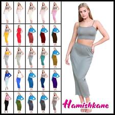 Womens Midaxi Skirt Plain Jersey Bodycon Tube Pencil Summer Long Maxi Midi Skirt