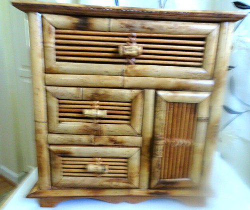Bamboo wicker tabletop chest - bamboo/wicker,