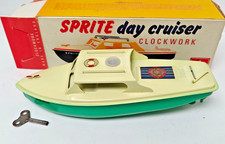 Sutcliffe Sprite Tinplate Toy Boat, Clockwork Day Cruiser – Original Box working