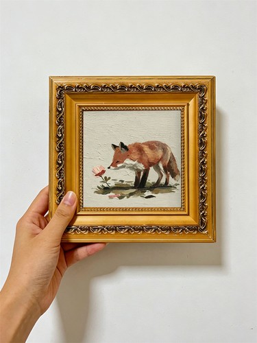 Mini framed fox canvas - framed, canvas,vintage
