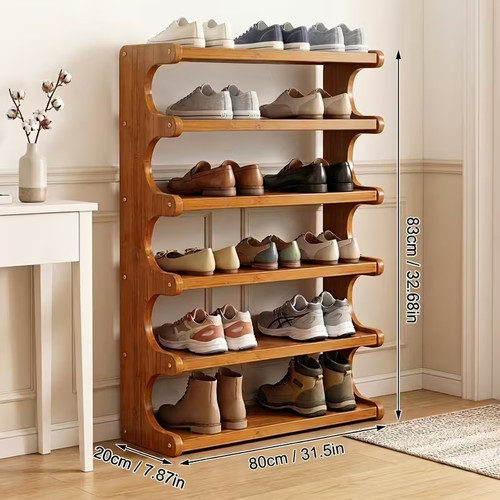 Bamboo shoe rack holds 24 - rack,