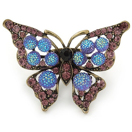 Large purple crystal butterfly - purple,
