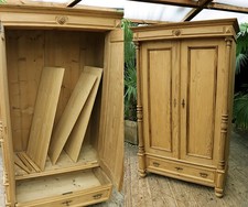 ❤️ Old Antique Pine 2 Door Wardrobe/'Housekeepers' Cupboard-Linen/ Larder/Food