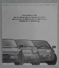Porsche Specification brochure 1991 -911 Carrera 2, 4, Turbo,944S2,Cabriolet,928
