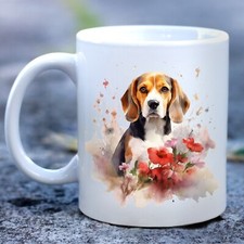 Pet Dog Mug, watercolour Beagle - Ideal Gift, Birthday, Christmas