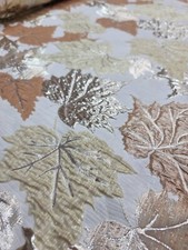 Mapple Leaves Gold Mostard Brocade Metallic Jacquard Fabric By The Yard 
