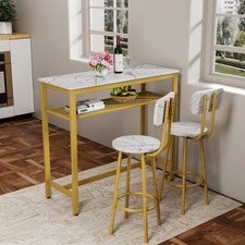 Dining Table Set W 2 Stools 3