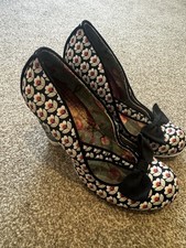 Irregular Choice ‘Hello Ha’ Retro Floral Perspex Shoes Heels 7 40