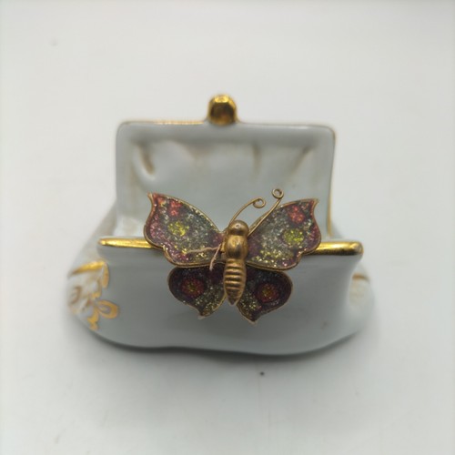 Vintage white ceramic purse - ceramic,
