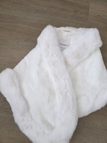White faux fur stole - white,