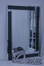 Glitter black glass wall bling dressing table bed bath room mirror 40x60