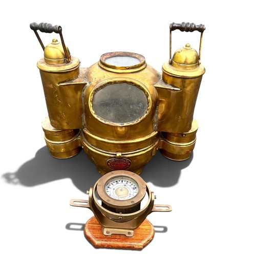 Antique brass ships binnacle - antique,