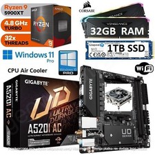 AMD Ryzen 9 5900XT + 32GB RGB RAM + 1TB SSD + A520I AC ITX Motherboard Bundle