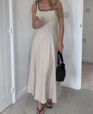 ZARA LINEN BLEND MIDI DRESS