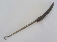 Antique Button Hook Antler Horn Victorian Steel Glove Boot Edwardian c1900