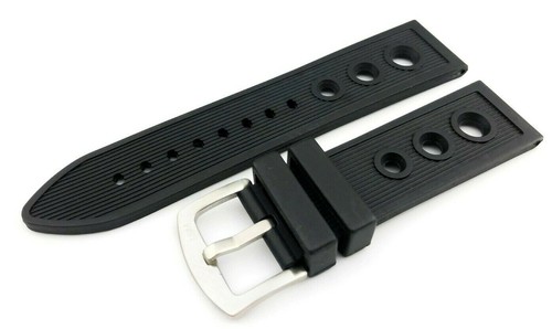 24mm black rubber - rubber, silicone