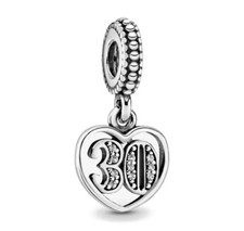 30th Birthday Charm For Charm Bracelet/necklace Genuine 925 Sterling Silver