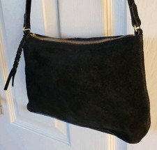 H&M Black Real Suede Crossbody Bag Handbag