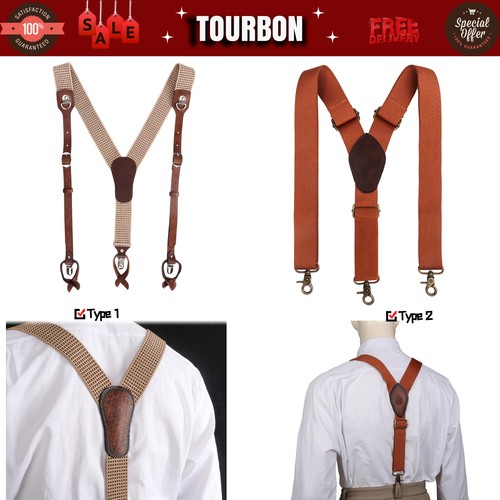 Tourbon men suspenders back - tourbon,