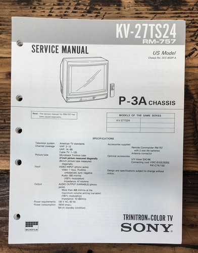Sony 27ts24 service - sony, kv-27ts24