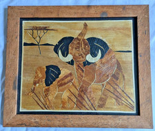 marquetry elephant framed