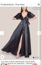 Goddiva Black Satin Wrapover