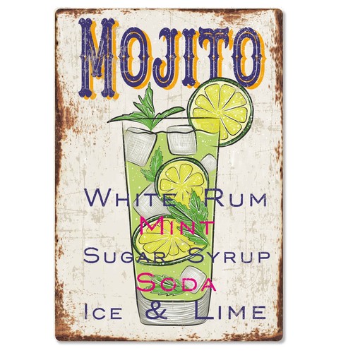 Mojito cocktail recipe metal - cocktail,