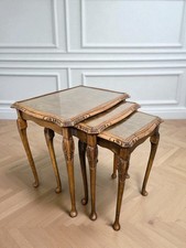 An Antique Reprodux Burr Walnut Nest of Three Coffee Tables ~Delivery Available~