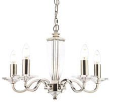 Laura Ashley Carson 5 Light Chandelier Cut Glass & Chrome RRP £310