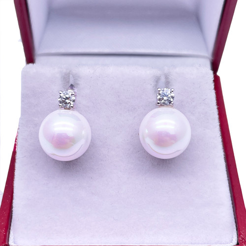 14ct white gold freshwater - white,