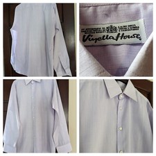 Men's Shirt Viyella House Collar 15 Lilac Faint Striped Poly Cotton