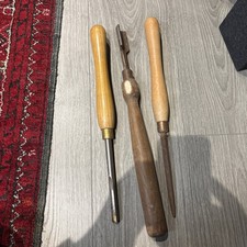 Vintage Wood Turning Chisel Skew Lathe Old Woodworking Hand Tools Carpentry x 3