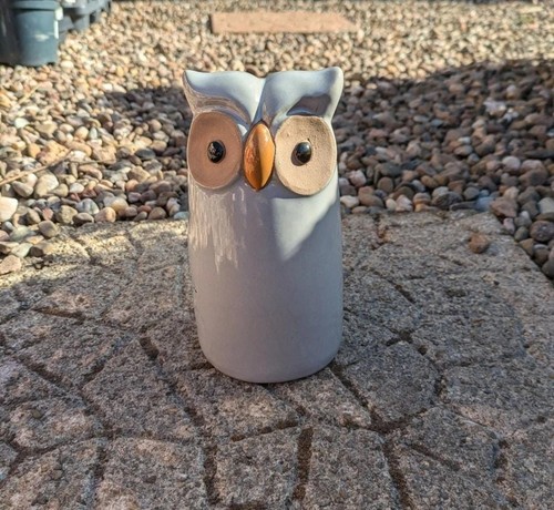 Grey owl ceramic garden - owl,