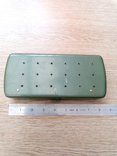 Green Metal Fishing Tackle Box For 36 Flies & Other Fishing Items