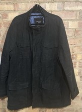 Thomas Nash Black Over Coat Size 3XL 54” Cotton Blend Double Closure