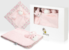 New Baby Gift Box Set Pink Newborn Girl Baby Shower Gift, 3 Piece Gift Hamper