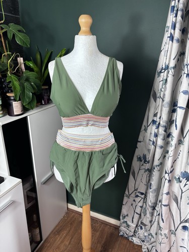 Khaki cut out swimsuit - cut,