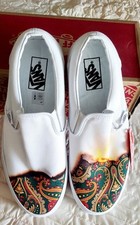 VANS Classic Slip-On Big Reveal Paisley White Men 9 Women 10.5