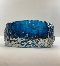 Vintage Blue Glass Ashtray Textured Design Retro Decorative Tableware