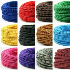2 Core Twisted & Rounded Fabric Cable Vintage Wire Electric Flexible Cord 0.75mm