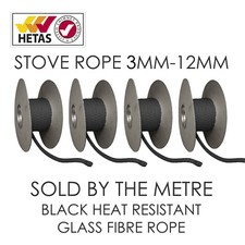 Black Heat Resistant Stove/Fire Rope For Woodburner/Log Burner Doors& Flue Seal 