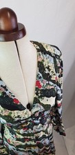 Erdem Midi Black Dress with Floral Pattern Size 10