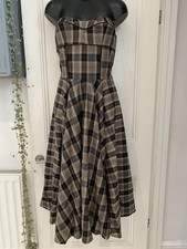 Brown Check Wool Dress Sizes 10 & 12 New Fully Lined. Really Cool Style
