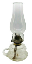 Original Large Old Finger Oil Lamp Clear Glass Colour Antique Genuine Vintage