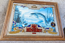 Old Milwaukee Beer Mirror Sign Wildlife Series #2 Bass Fish Framed Pic Vtg USA