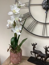 White Cymbidium Orchid Artificial Silk Luxury Flower Arrangement
