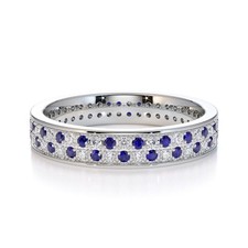 925 Sterling Silver Round 0.50 Ctw Tanzanite Double Row Women Engagement Ring