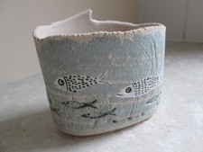 VINTAGE CLAUDI BARRATT STUDIO POTTERY VASE WITH FISH DETAIL