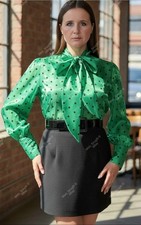 Semi Sheer Green Polka Dot